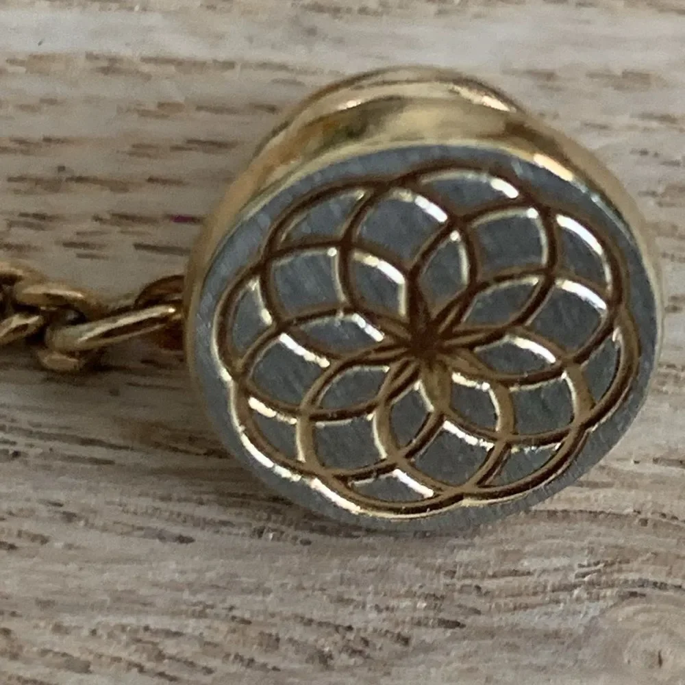 Vintage Swank Gold Tone Geometric Cuff Links & Tie Tack With Original Box